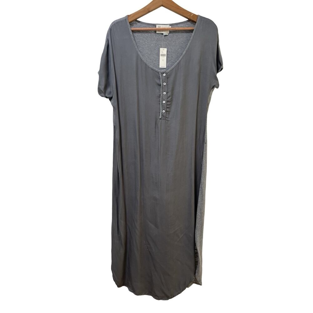 Anthropology Saturday Sunday Chemise Satin Midi Dress Size M Gray MISSING BELT